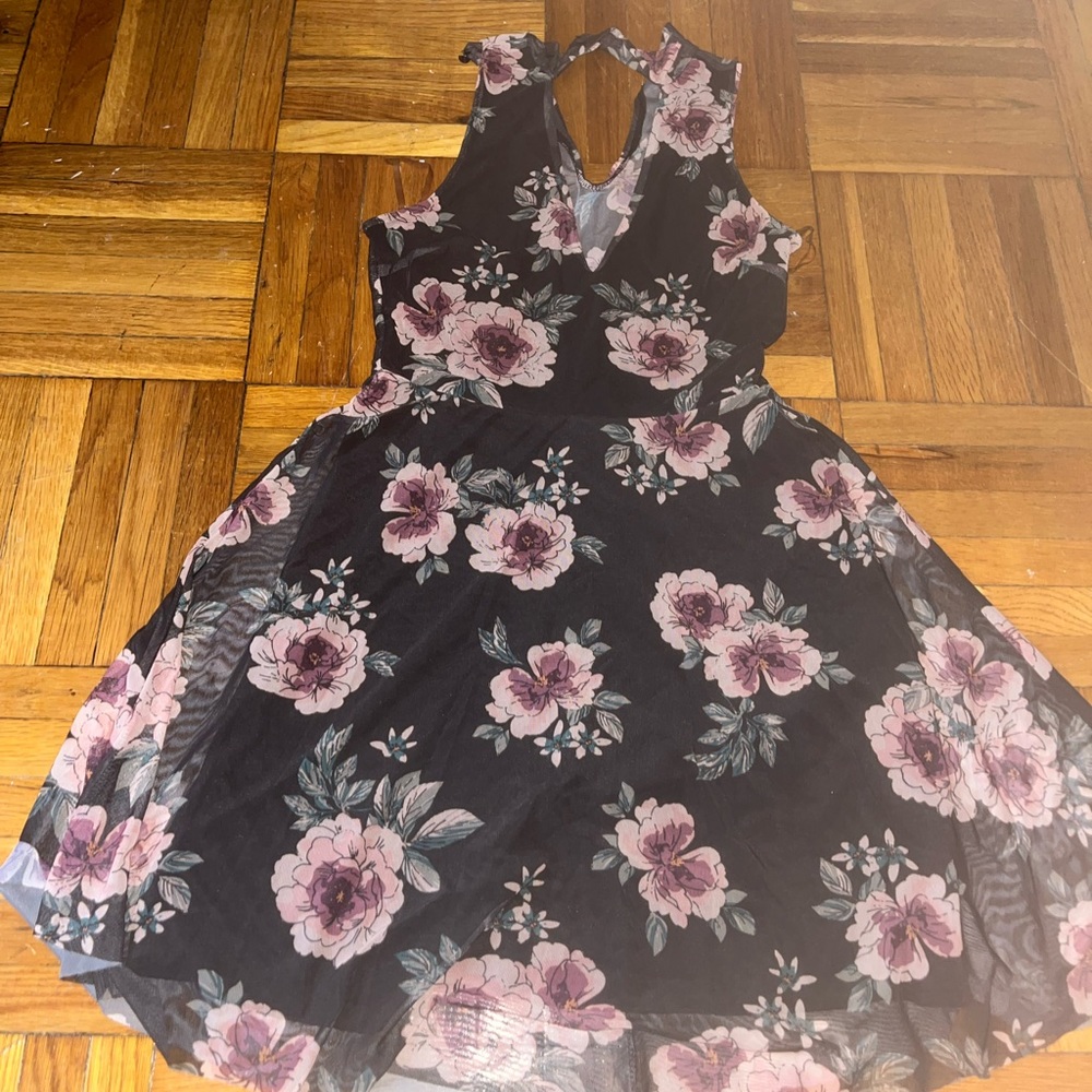 Black Floral Dress - Size Medium